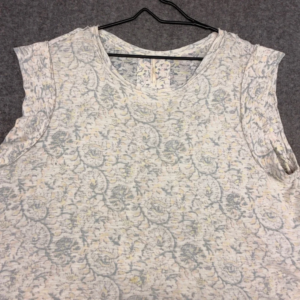 Free People Floral Paisley‎ Burnout Sleeveless Top Blue Yellow Small